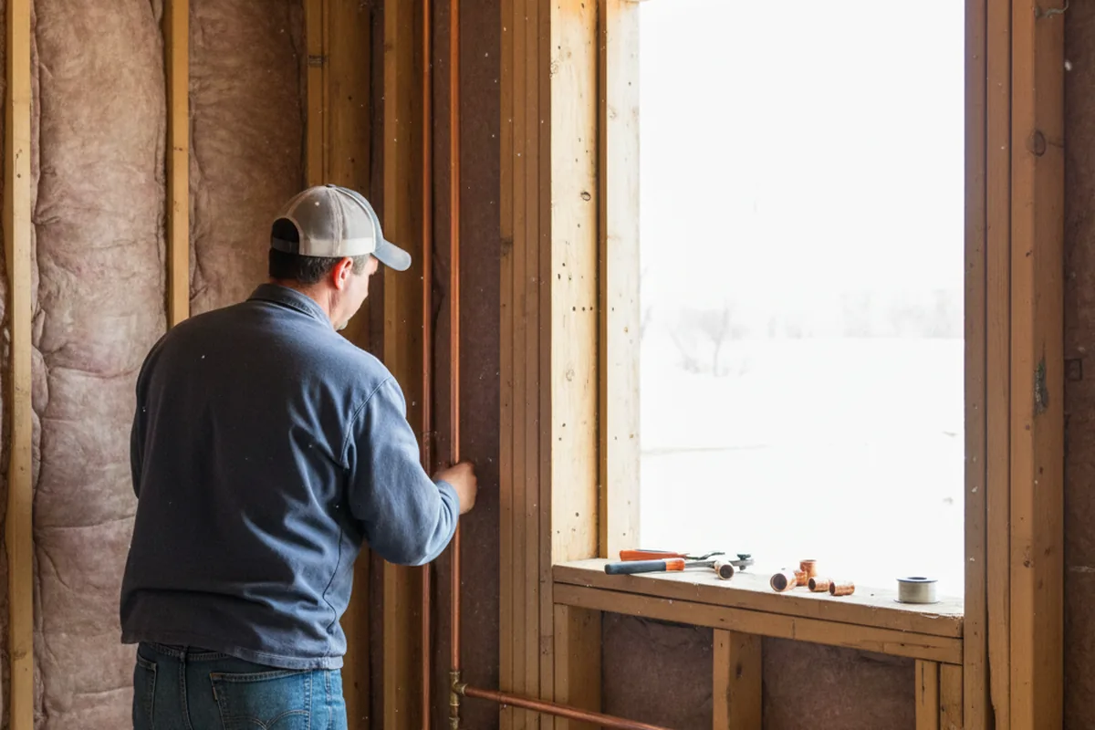 Licensed plumber running new copper supply lines in a Texico home