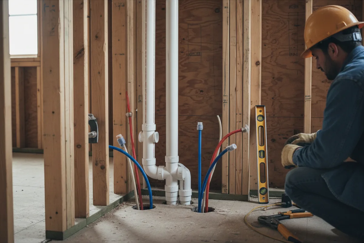 Drain and supply rough-in during Leak Detection in Texico