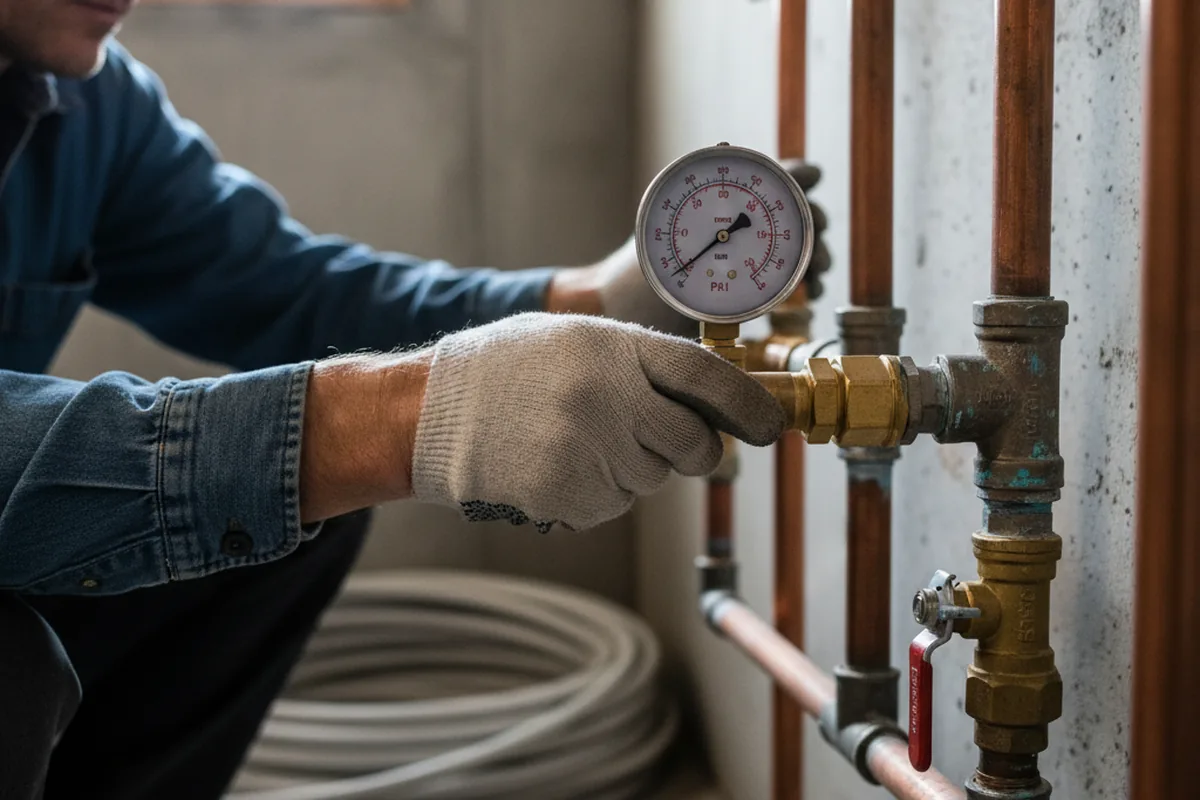 Pressure testing a repaired line during Water Line Repair in Texico